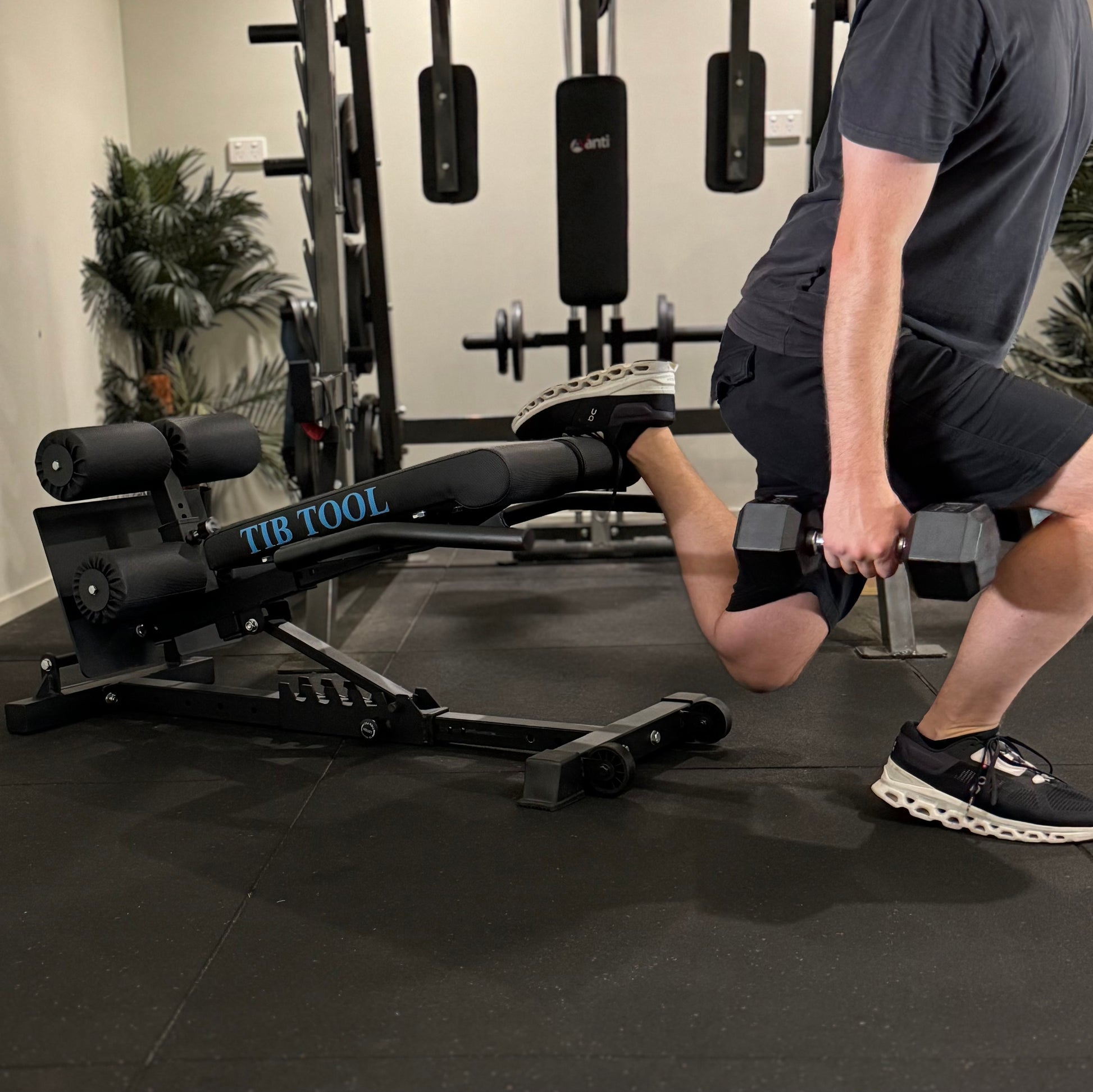 Weight bench used for split squats.
