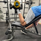 Person using ankle weight attachment tib bar to train hamstring strength. 